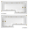 Laguna Whirlpool Spa 8 Jet L-Shaped Shower Bath + Screen - Brushed Brass Jets