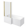 Laguna Whirlpool Spa 8 Jet L-Shaped Shower Bath + Screen - Brushed Brass Jets