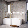 Laguna Whirlpool Spa 8 Jet L-Shaped Shower Bath + Screen - Brushed Brass Jets