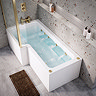 Laguna Whirlpool Spa 8 Jet L-Shaped Shower Bath + Screen - Brushed Brass Jets