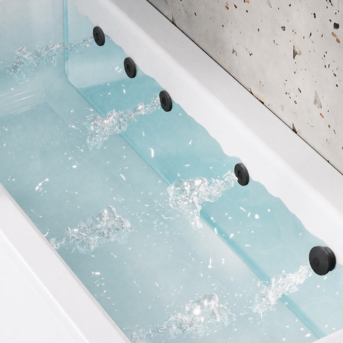 Laguna Whirlpool Spa 8 Jet L-Shaped Shower Bath + Screen - Matt Black Jets