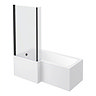 Laguna Whirlpool Spa 8 Jet L-Shaped Shower Bath + Screen - Matt Black Jets