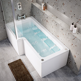 Milan Shower Bath - 1700mm L Shaped with Screen + Panel