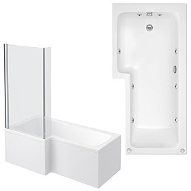 Laguna Whirlpool Spa 8 Jet L-Shaped Shower Bath + Screen Large Image