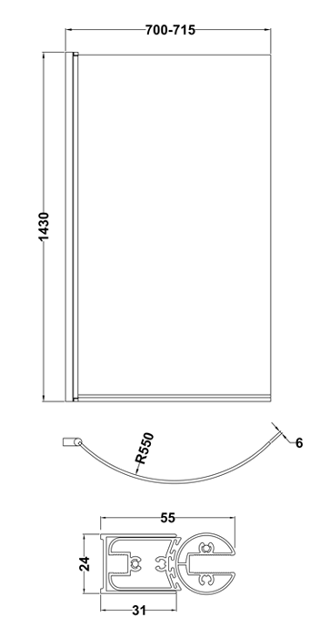 Laguna Whirlpool Spa 8 Jet P-Shaped Shower Bath with Screen + Panel