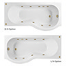 Laguna Whirlpool Spa 8 Jet P-Shaped Shower Bath with Screen + Panel - Brushed Brass Jets