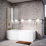 Laguna Whirlpool Spa 8 Jet P-Shaped Shower Bath with Screen + Panel - Brushed Brass Jets