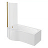 Laguna Whirlpool Spa 8 Jet P-Shaped Shower Bath with Screen + Panel - Brushed Brass Jets