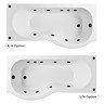 Laguna Whirlpool Spa 8 Jet P-Shaped Shower Bath with Screen + Panel - Matt Black Jets