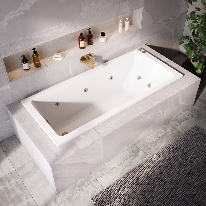 Laguna Whirlpool Spa 8 Jet Square Single Ended Bath - Brushed Brass Jets