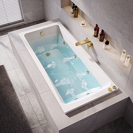Laguna Whirlpool Spa 8 Jet Square Single Ended Bath - Brushed Brass Jets