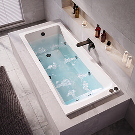 Laguna Whirlpool Spa 8 Jet Square Single Ended Bath - Matt Black Jets