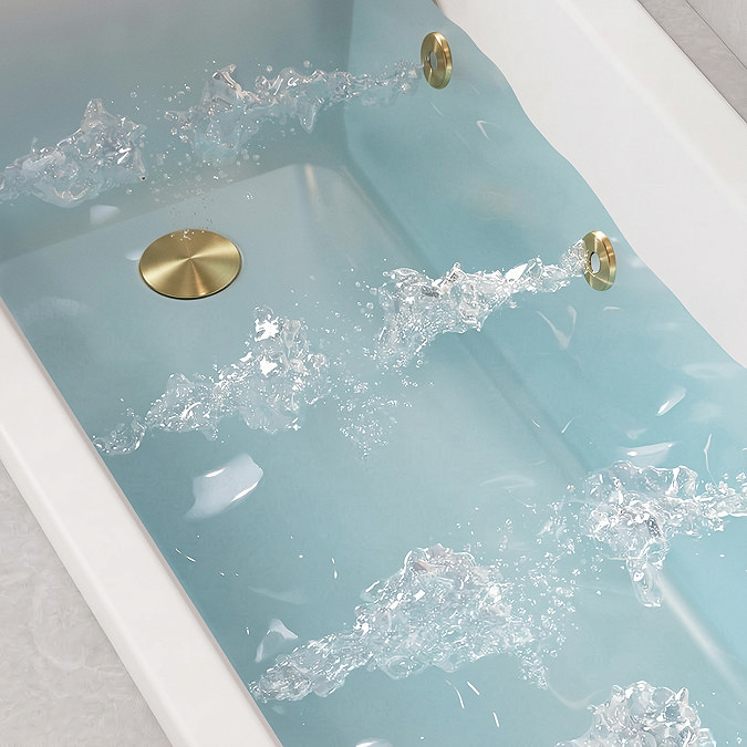Laguna Whirlpool Spa Bath - 6 Jet Art Deco Square Single Ended Design - Brushed Brass Jets