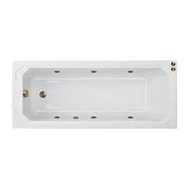 Laguna Whirlpool Spa Bath - 6 Jet Art Deco Square Single Ended Design - Brushed Brass Jets