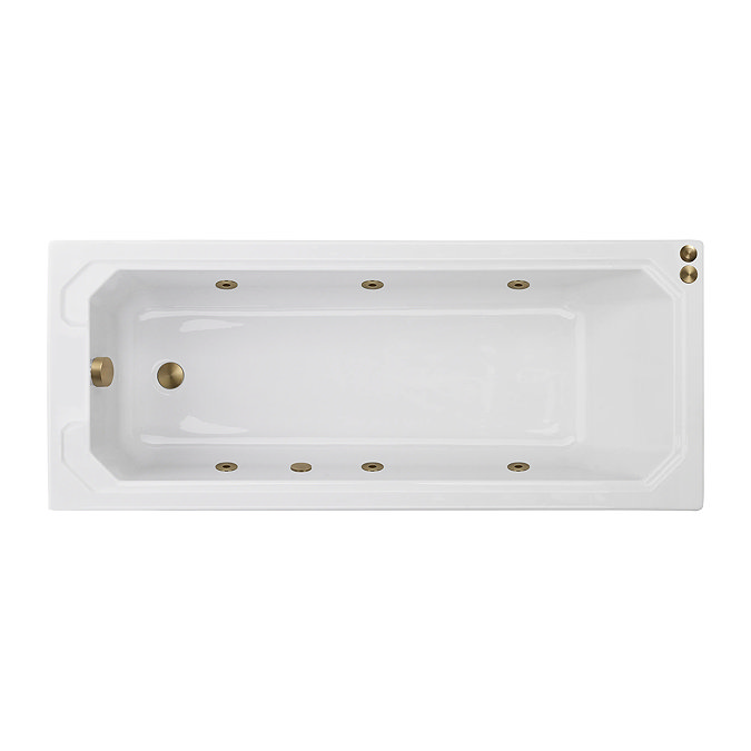 Laguna Whirlpool Spa Bath - 6 Jet Art Deco Square Single Ended Design - Brushed Brass Jets