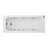 Laguna Whirlpool Spa Bath - 6 Jet Art Deco Square Single Ended Design - Brushed Brass Jets