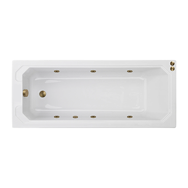 Laguna Whirlpool Spa Bath - 6 Jet Art Deco Square Single Ended Design - Brushed Brass Jets