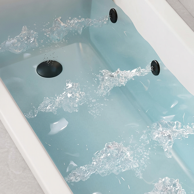 Laguna Whirlpool Spa Bath - 6 Jet Art Deco Square Single Ended Design - Matt Black Jets