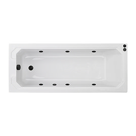 Laguna Whirlpool Spa Bath - 6 Jet Art Deco Square Single Ended Design - Matt Black Jets