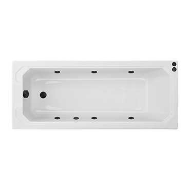 Laguna Whirlpool Spa Bath - 6 Jet Art Deco Square Single Ended Design - Matt Black Jets