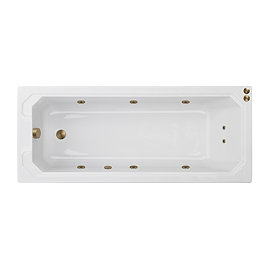 Laguna Whirlpool Spa Bath - 8 Jet Art Deco Square Single Ended Design - Brushed Brass Jets