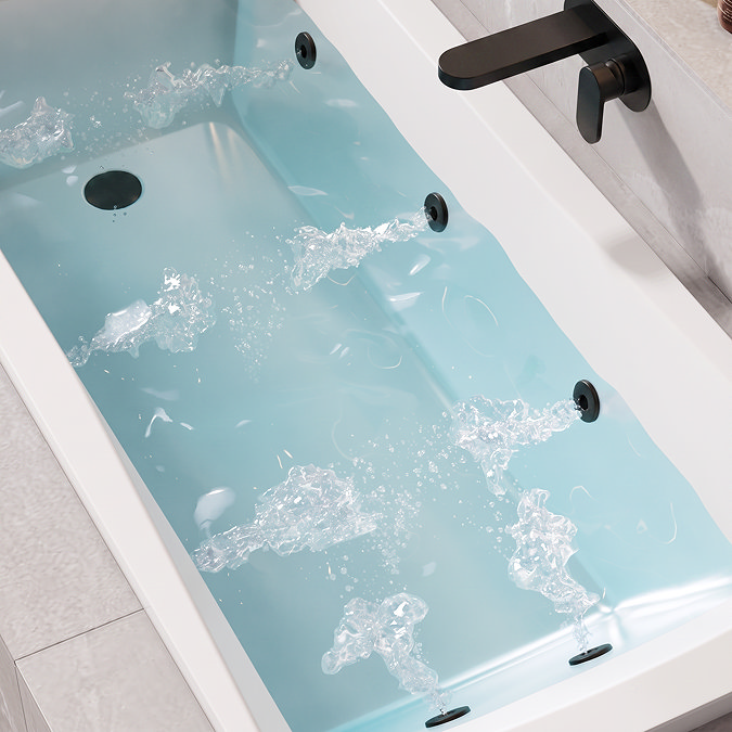 Laguna Whirlpool Spa Bath - 8 Jet Art Deco Square Single Ended Design - Matt Black Jets