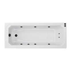 Laguna Whirlpool Spa Bath - 8 Jet Art Deco Square Single Ended Design - Matt Black Jets