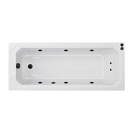 Laguna Whirlpool Spa Bath - 8 Jet Art Deco Square Single Ended Design - Matt Black Jets