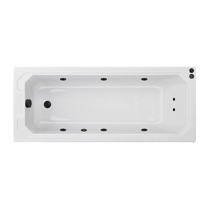 Laguna Whirlpool Spa Bath - 8 Jet Art Deco Square Single Ended Design - Matt Black Jets