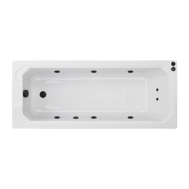 Laguna Whirlpool Spa Bath - 8 Jet Art Deco Square Single Ended Design - Matt Black Jets