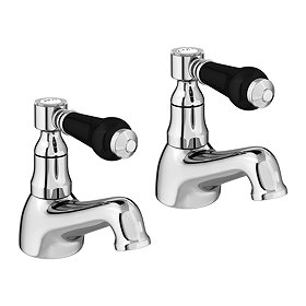 Lancaster Black Traditional Basin Taps Large Image