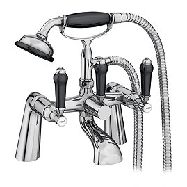 Lancaster Black Traditional Bath Shower Mixer Taps + Shower Kit