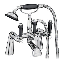 Lancaster Black Traditional Bath Shower Mixer Taps + Shower Kit