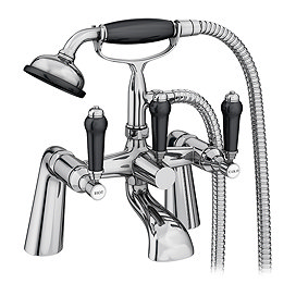 Lancaster Black Traditional Bath Shower Mixer Taps + Shower Kit