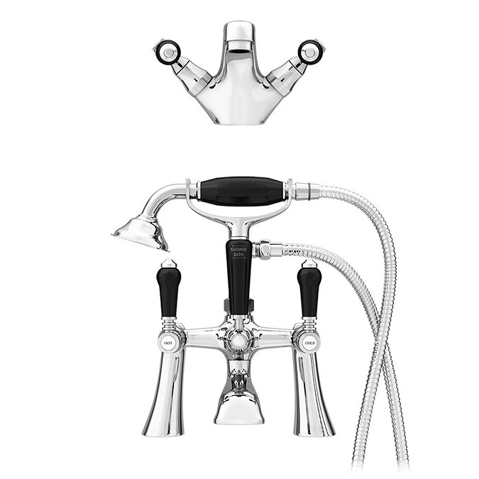 Lancaster Black Traditional Tap Package (Bath + Basin Tap) Standard Large Image