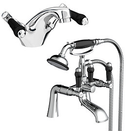 Lancaster Black Traditional Tap Package (Bath + Basin Tap)