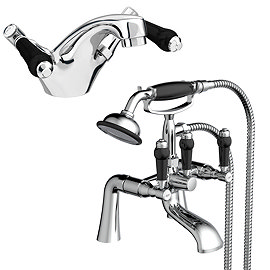 Lancaster Black Traditional Tap Package (Bath + Basin Tap)