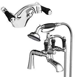 Lancaster Black Traditional Tap Package (Bath + Basin Tap)