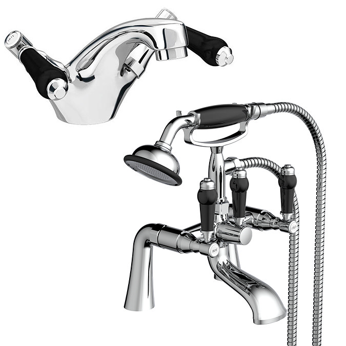 Lancaster Black Traditional Tap Package (Bath + Basin Tap)