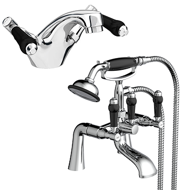 Lancaster Black Traditional Tap Package (Bath + Basin Tap)