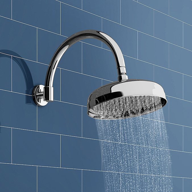 Lancaster Round Concealed Dual Thermostatic Shower Valve with 8" Shower Head with Round Curved Arm Feature Large Image