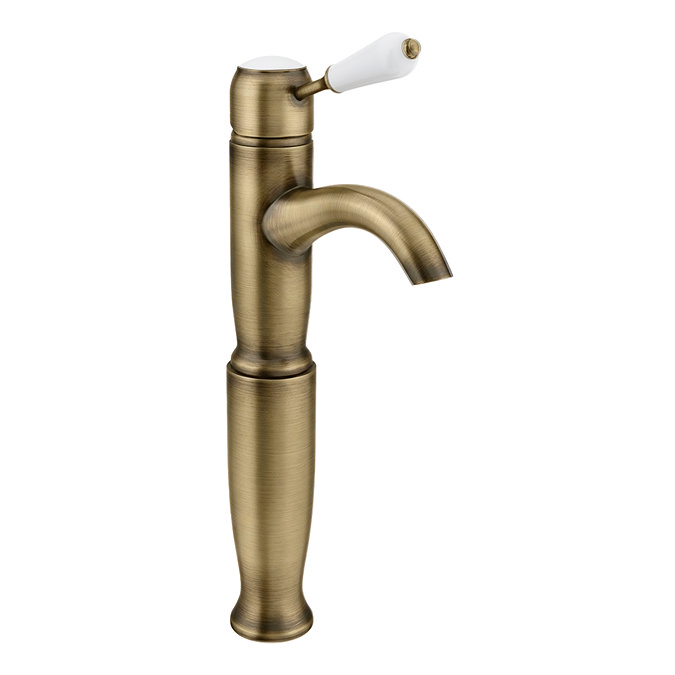 Lancaster Traditional Antique Brass Tall Basin Mixer Tap