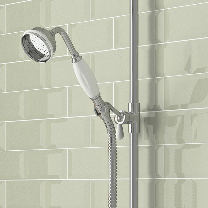 Lancaster Traditional Bath Shower Mixer with Slider Rail Kit - Chrome  Standard Large Image