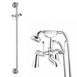 Lancaster Traditional Bath Shower Mixer with Slider Rail Kit - Chrome