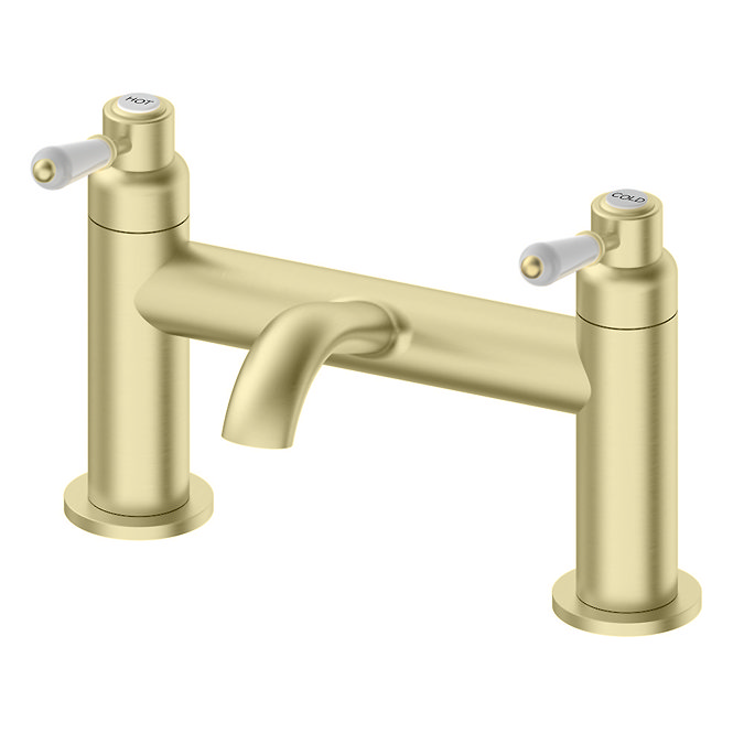 Lancaster Traditional Brushed Brass Lever Bath Filler Tap