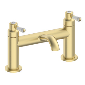 Lancaster Traditional Brushed Brass Lever Bath Filler Tap Large Image