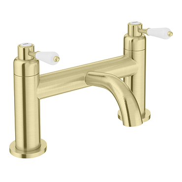 Lancaster Traditional Brushed Brass Lever Bath Filler Tap