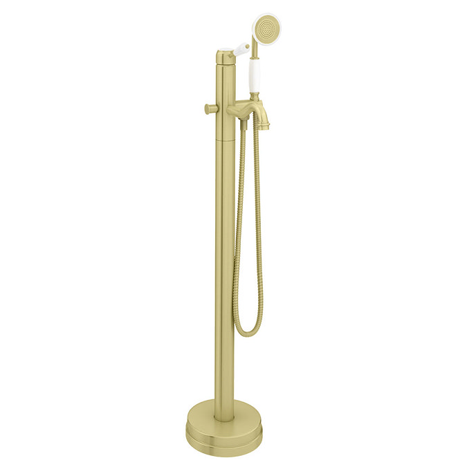 Lancaster Traditional Brushed Brass Single Lever Freestanding Bath Shower Mixer  Feature Large Image