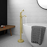 Lancaster Traditional Brushed Brass Single Lever Freestanding Bath Shower Mixer Large Image