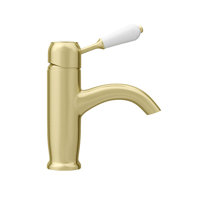 Lancaster Traditional Brushed Brass Single Lever Mono Basin Mixer Tap  Standard Large Image